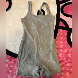 Gray Ribbed Jumpsuit